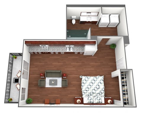 Floor plan for studio, 1 bath, 475 sqft